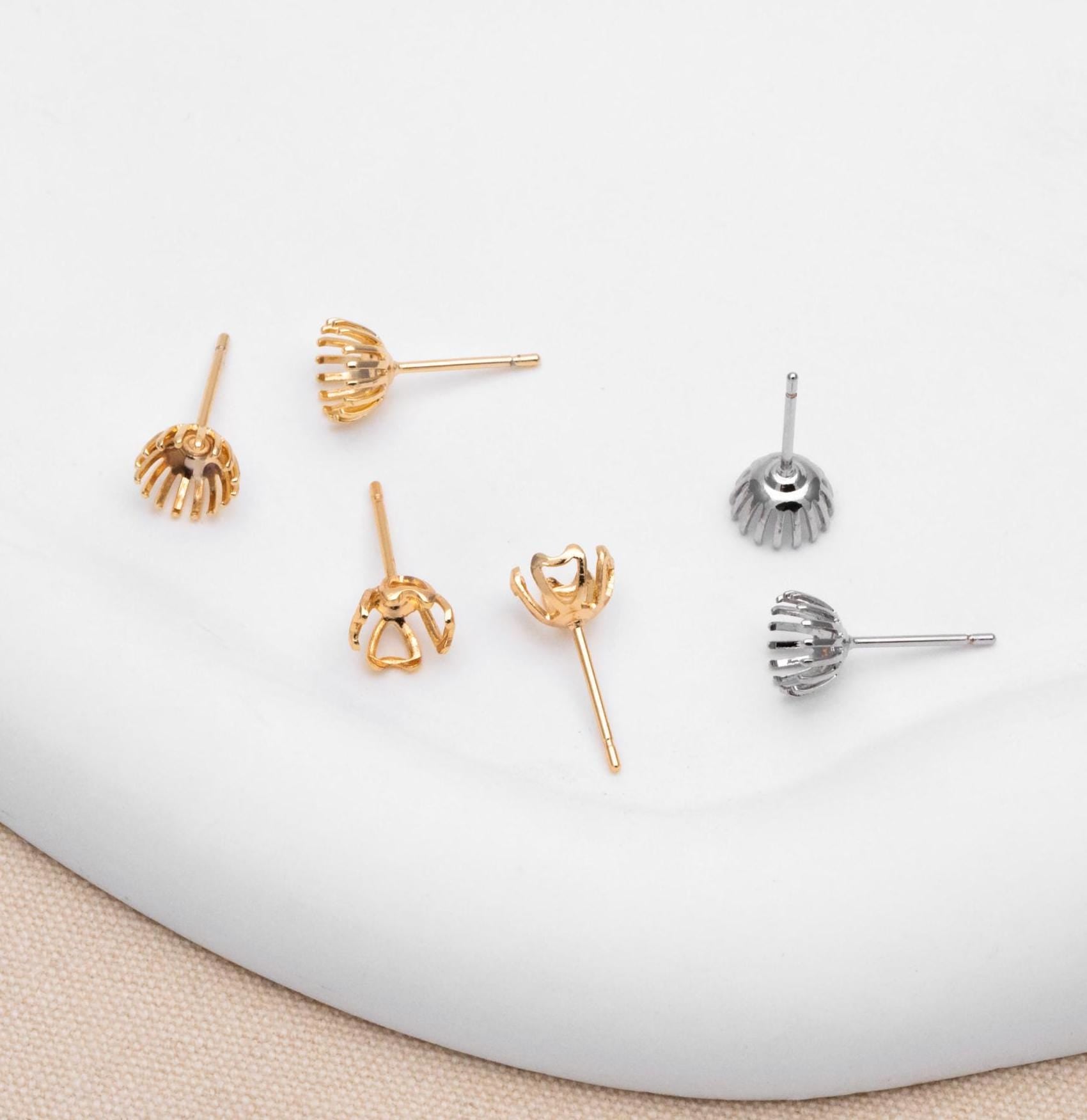 10pcs Gold/ Silver Tone Earring Post Studs with 5.5mm Pad (GB-267)