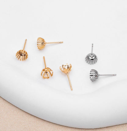 10pcs Gold/ Silver Tone Earring Post Studs with 5.5mm Pad (GB-267)