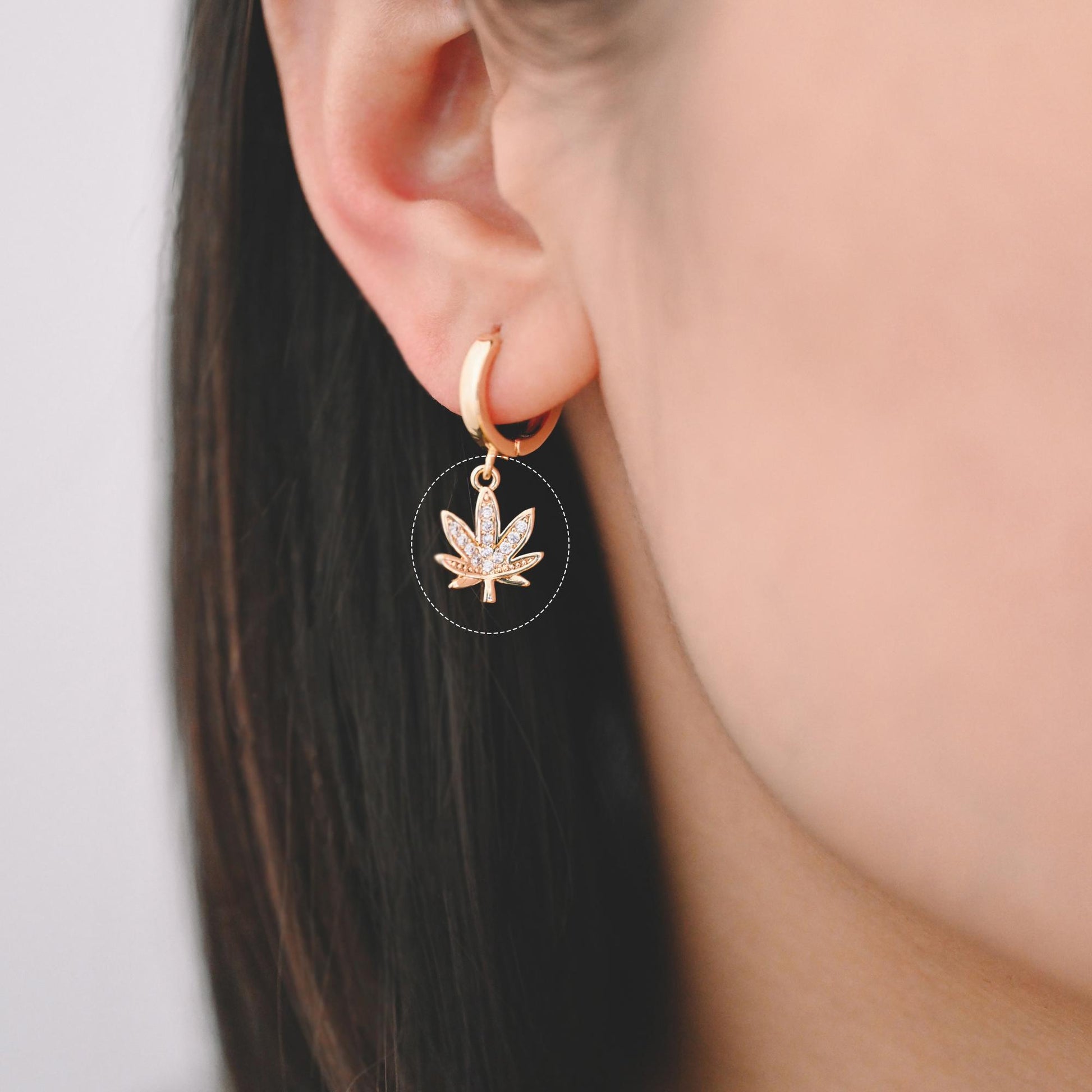 4pcs CZ Pave Gold Leaf Charms, Real Gold Plated Brass, Dainty Leaf Pendants (GB-1312)