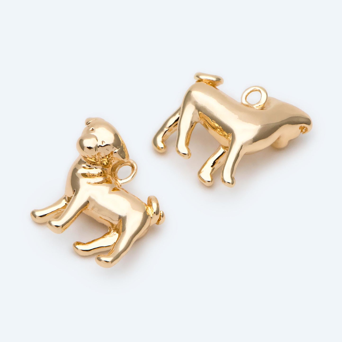 10pcs Gold 3D Dog Charm, Jewelry Making, Diy Material, Jewelry Supplies (GB-2668-C)