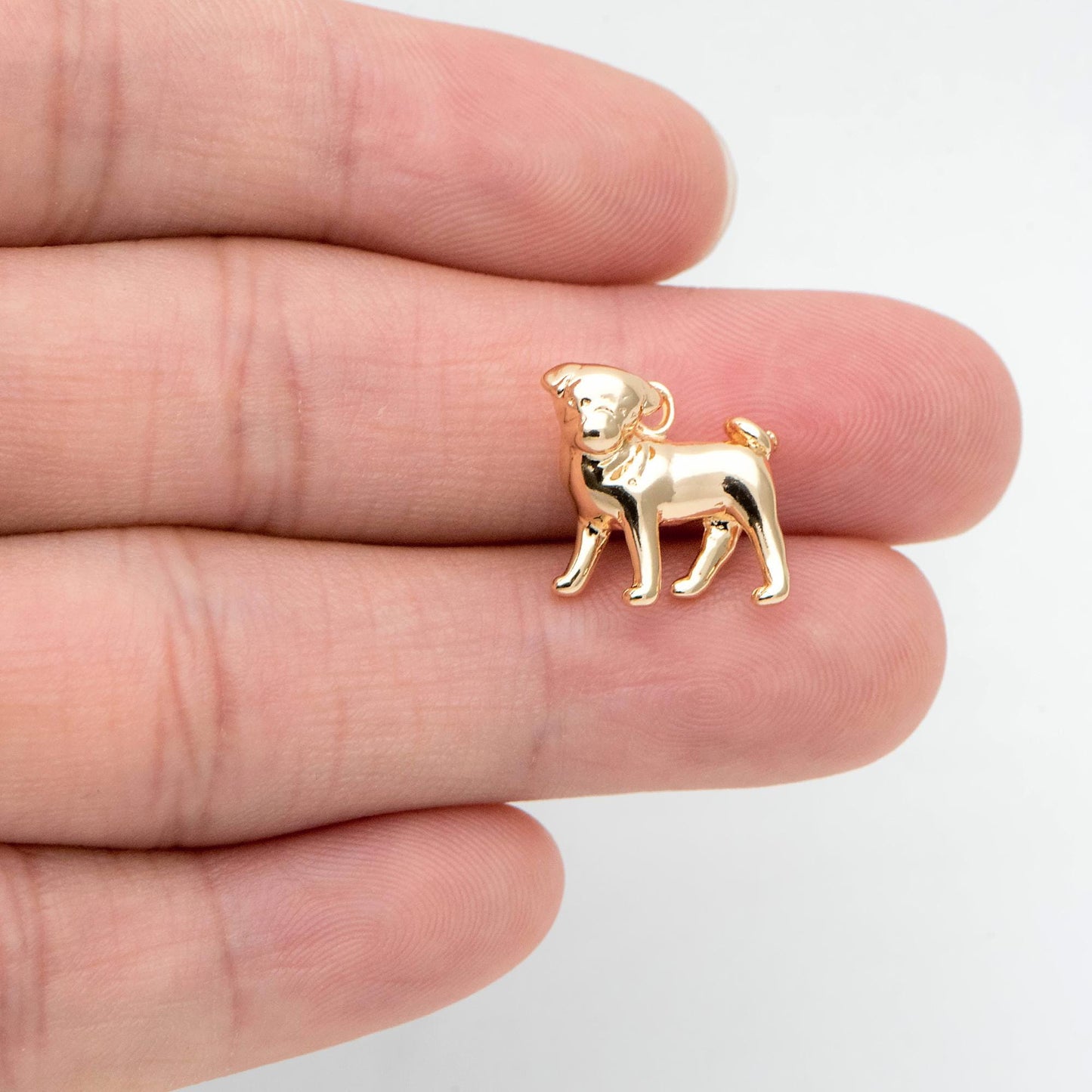 10pcs Gold 3D Dog Charm, Jewelry Making, Diy Material, Jewelry Supplies (GB-2668-C)