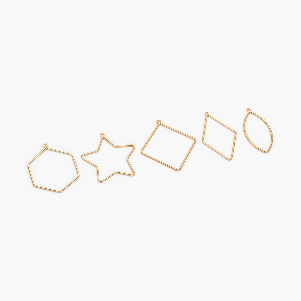 10pcs Gold/ Silver Tone Geometric Charms, 18K Gold/ Rhodium plated Brass Link Pendants, Teardrop Square Rhombus Triangle Heart (GB-368)