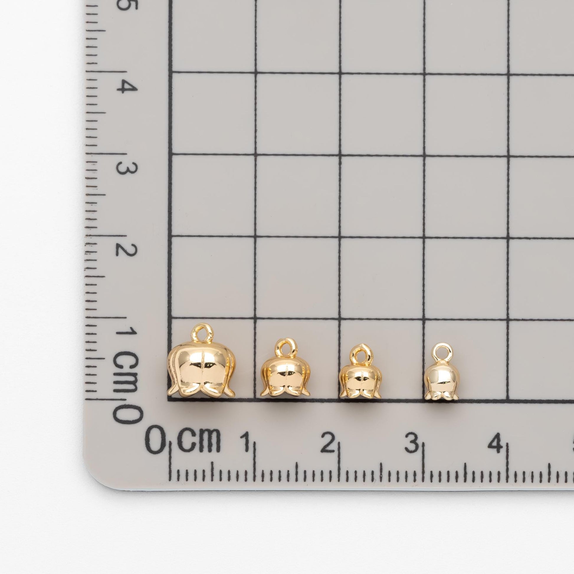 10pcs Gold Flower Charms, 18K Real Gold plated Brass, Lily Of The Valley, Flower Bead Cap (GB-3799)