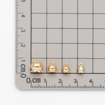 10pcs Gold Flower Charms, 18K Real Gold plated Brass, Lily Of The Valley, Flower Bead Cap (GB-3799)