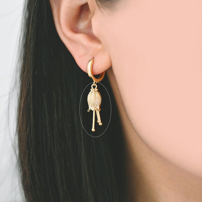 10pcs Gold/ Silver Tone Flower Bud Charms , 18K Gold plated Brass, Dainty Earring Charms (GB-1103)