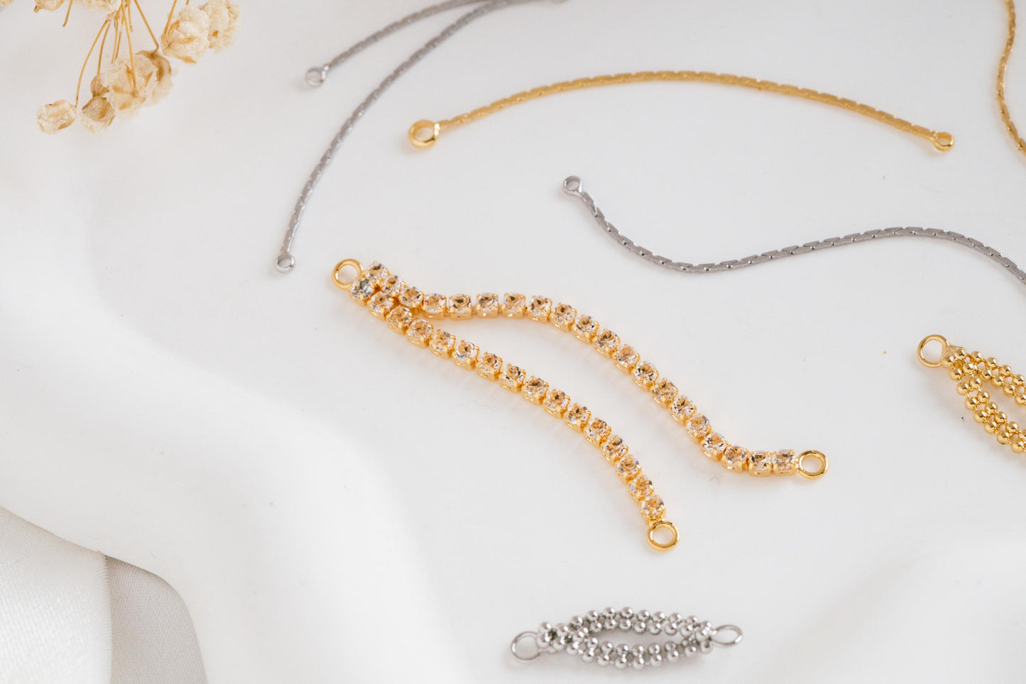 10pcs Gold/ Silver Tassel Charms, Tassel Connectors with Jump Rings (GB-244)