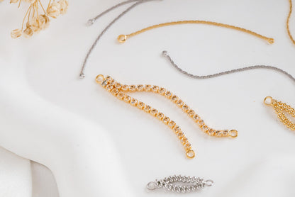 10pcs Gold/ Silver Tassel Charms, Tassel Connectors with Jump Rings (GB-244)