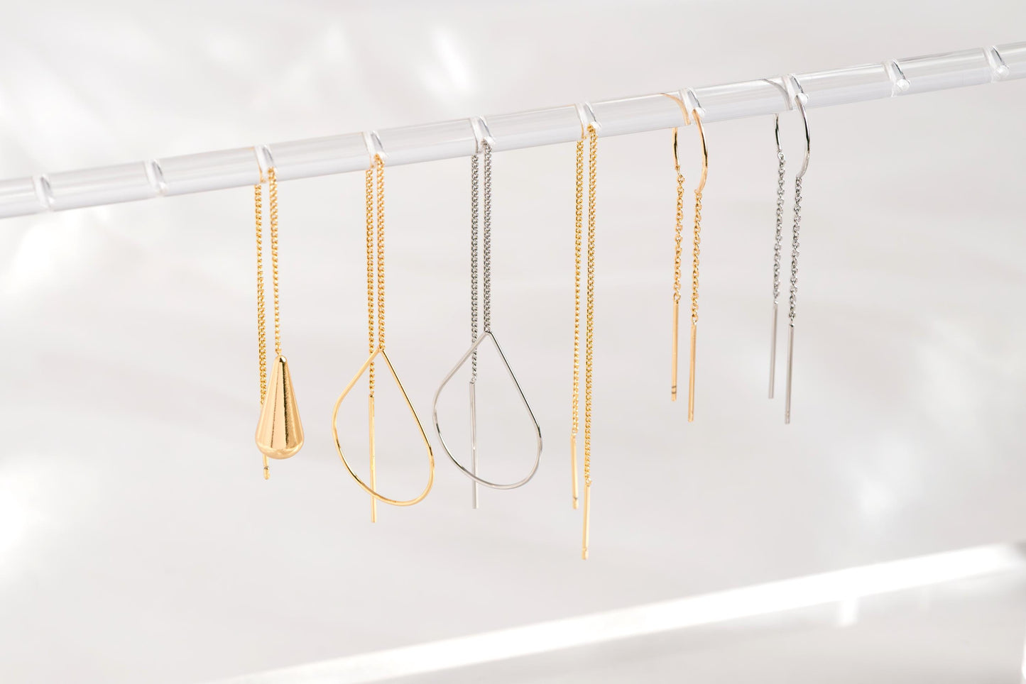 10pcs Gold/ Silver Ear Threader Earrings, Minimalist Style (GB-1735)