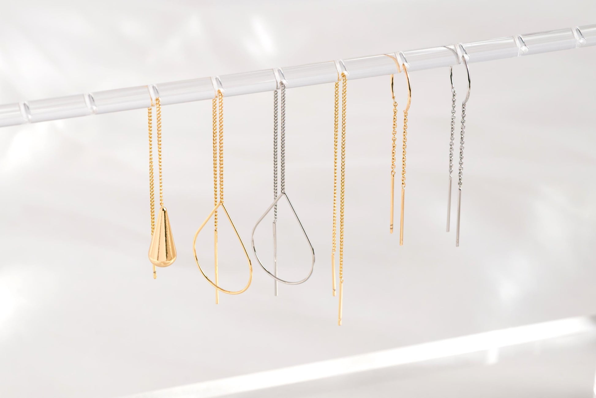 10pcs Gold/ Silver Ear Threader Earrings, Minimalist Style (GB-1735)