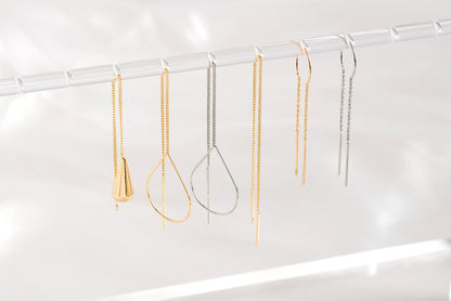 10pcs Gold/ Silver Ear Threader Earrings, Minimalist Style (GB-1735)