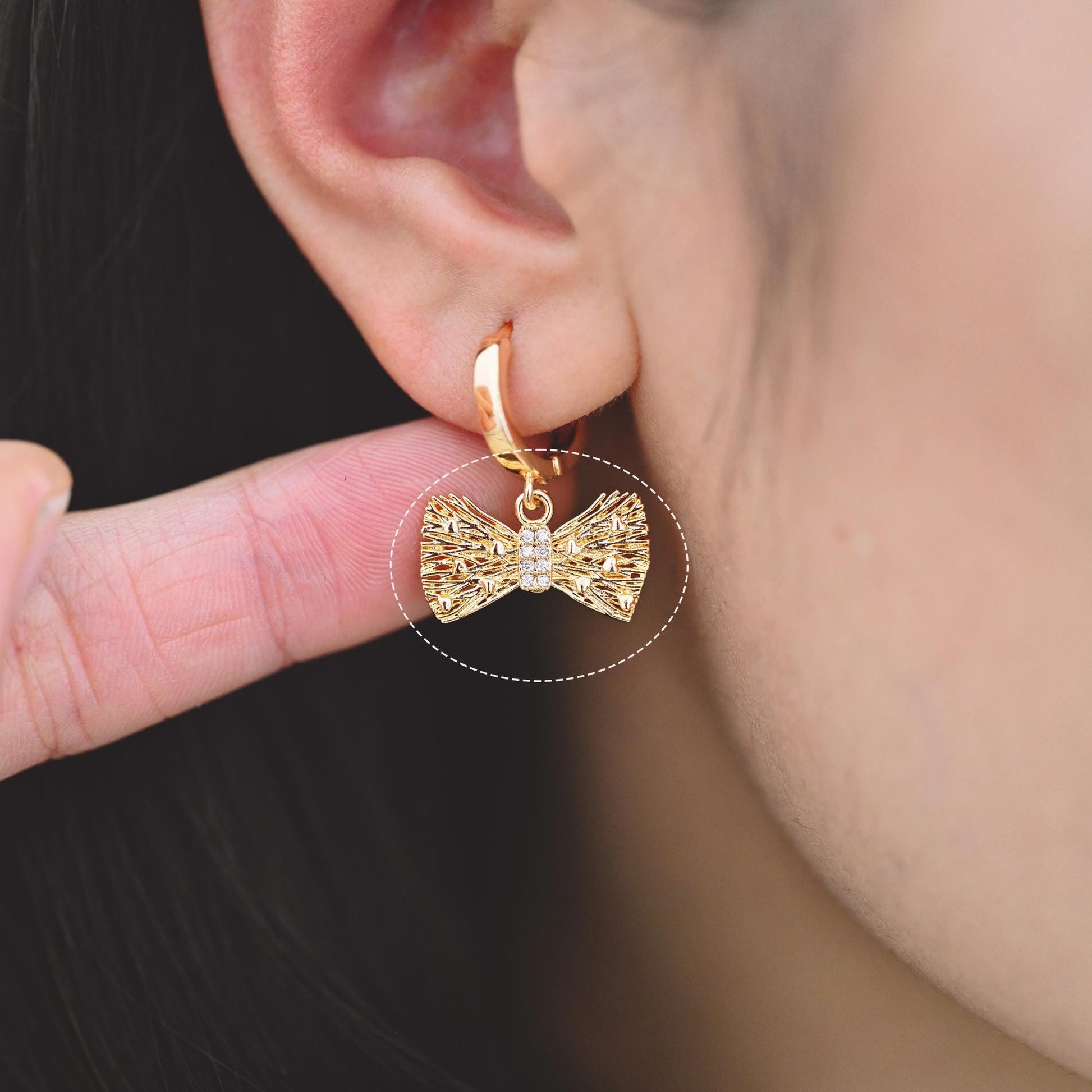 4pcs CZ Pave Gold Filigree Charms, Gold plated Brass, Earring Necklace Pendants (GB-1117)