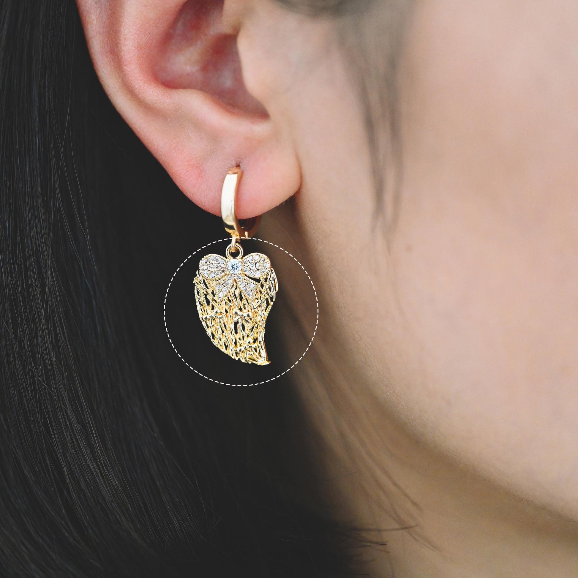 4pcs CZ Pave Gold Filigree Charms, Gold plated Brass, Earring Necklace Pendants (GB-1117)