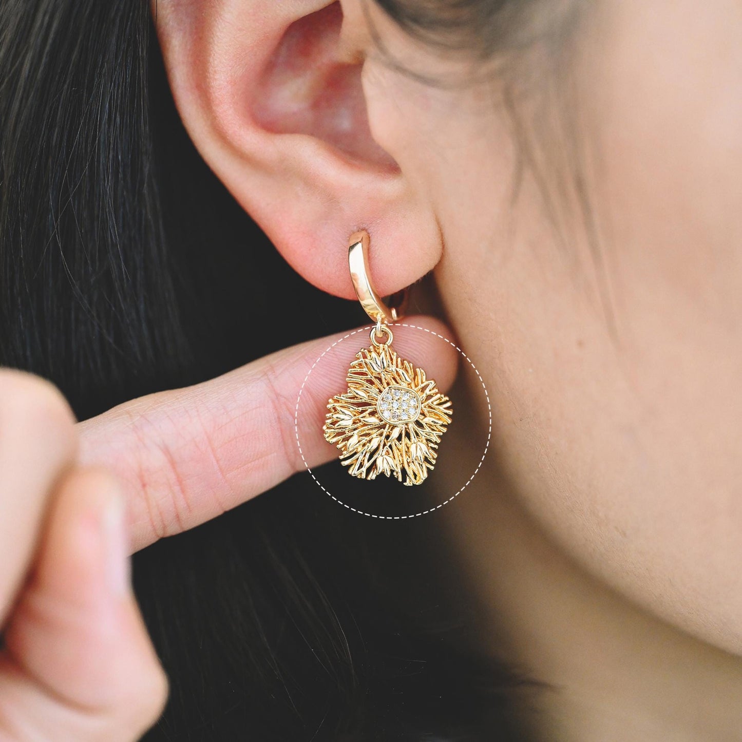 4pcs CZ Pave Gold Filigree Charms, Gold plated Brass, Earring Necklace Pendants (GB-1117)