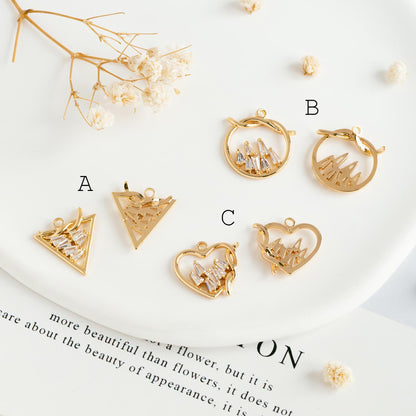 4pcs Gold Knot Triangle/ Circle/ Heart Charms, Earring Findings, Jewelry Making, Diy Material, Jewelry Supplies (GB-2125)