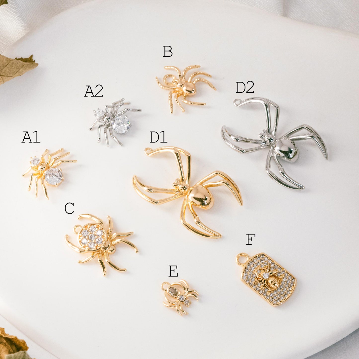 4pcs Spider Pendant Charm for Earrings and Necklaces - Arachnid Jewelry Making (GB-672)