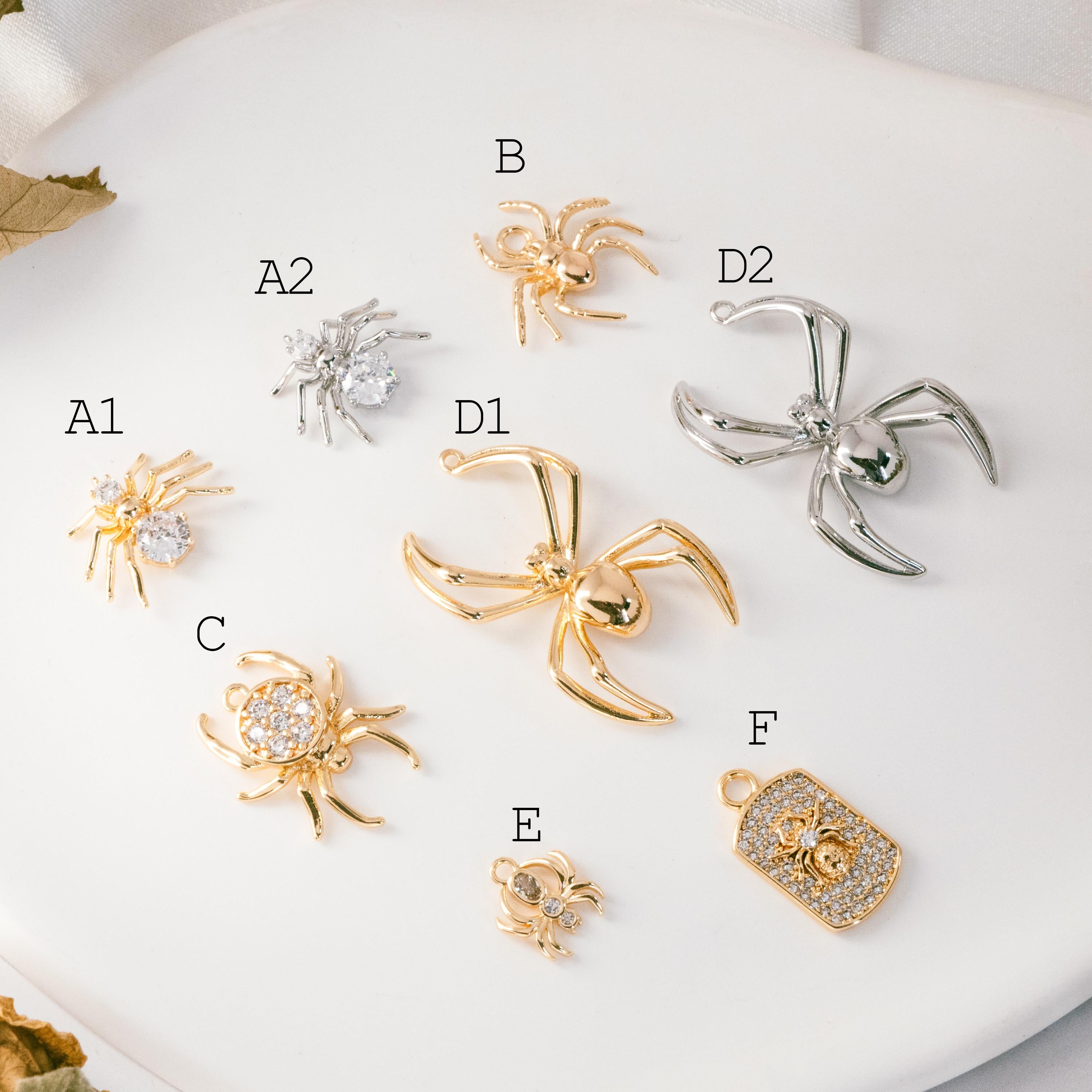 4pcs Spider Pendant Charm for Earrings and Necklaces - Arachnid Jewelry Making (GB-672)