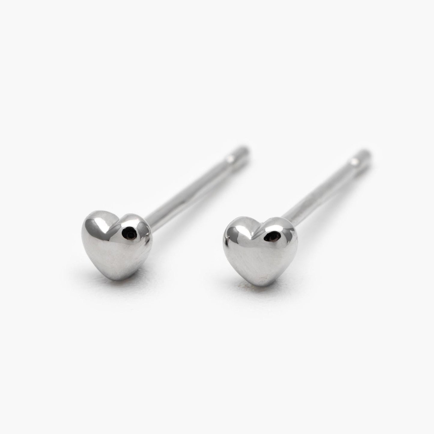 10pcs Gold/ Silver Tiny Heart Earrings, Real Gold/ Rhodium plated Brass, Geometric Earring Studs (GB-4217-D)