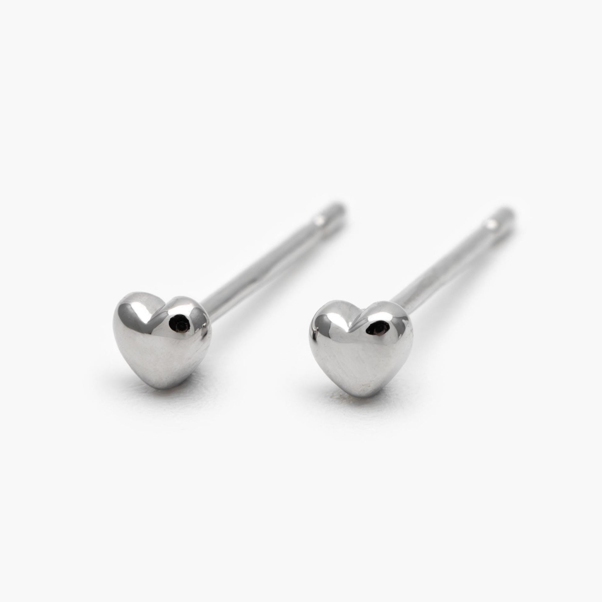 10pcs Gold/ Silver Tiny Heart Earrings, Real Gold/ Rhodium plated Brass, Geometric Earring Studs (GB-4217-D)