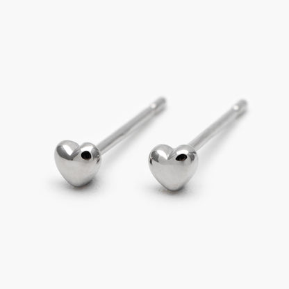 10pcs Gold/ Silver Tiny Heart Earrings, Real Gold/ Rhodium plated Brass, Geometric Earring Studs (GB-4217-D)