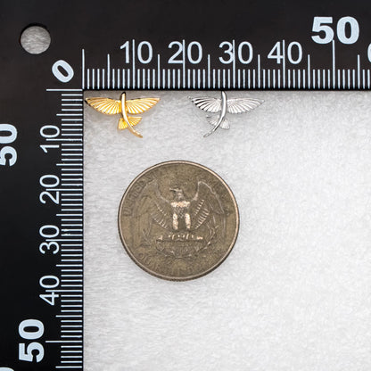 10pcs Gold/ Silver Tone Flying Fish Earrings, 18K Real Gold/ Rhodium Plated Brass, Minimalist Ocean Stud Earrings (GB-4647)