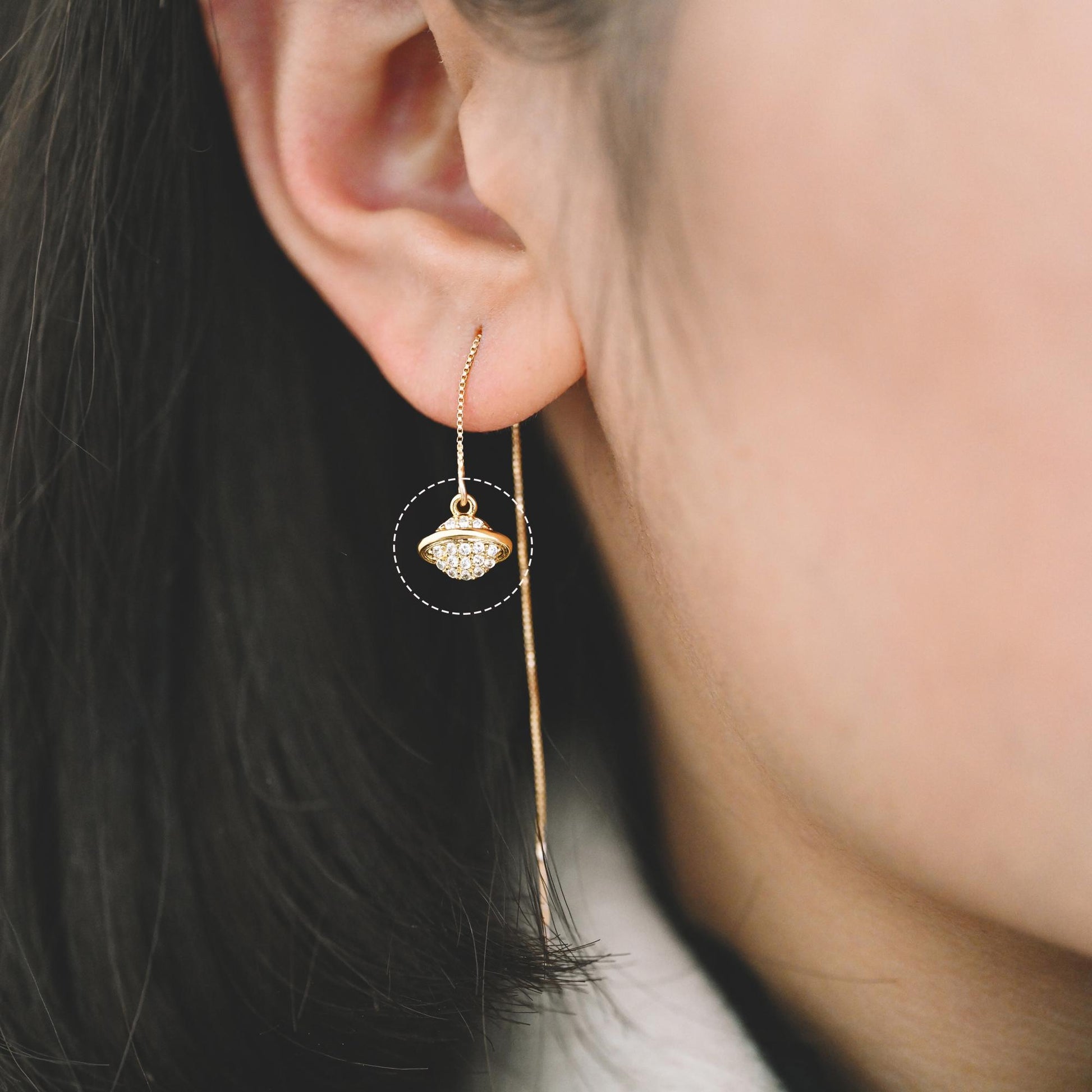 4pcs CZ pave Gold Saturn Charms , Gold plated Brass Planet Pendants, DIY Earring Necklace Components (GB-1173)