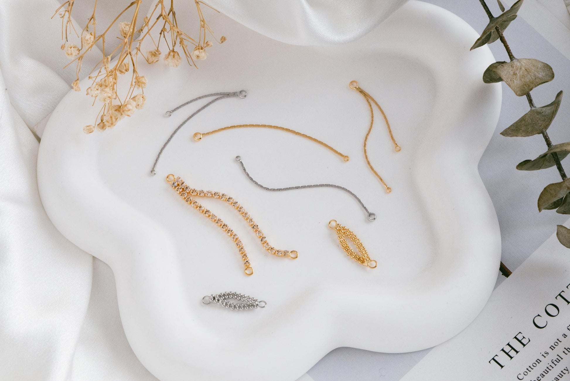 10pcs Gold/ Silver Tassel Charms, Tassel Connectors with Jump Rings (GB-244)