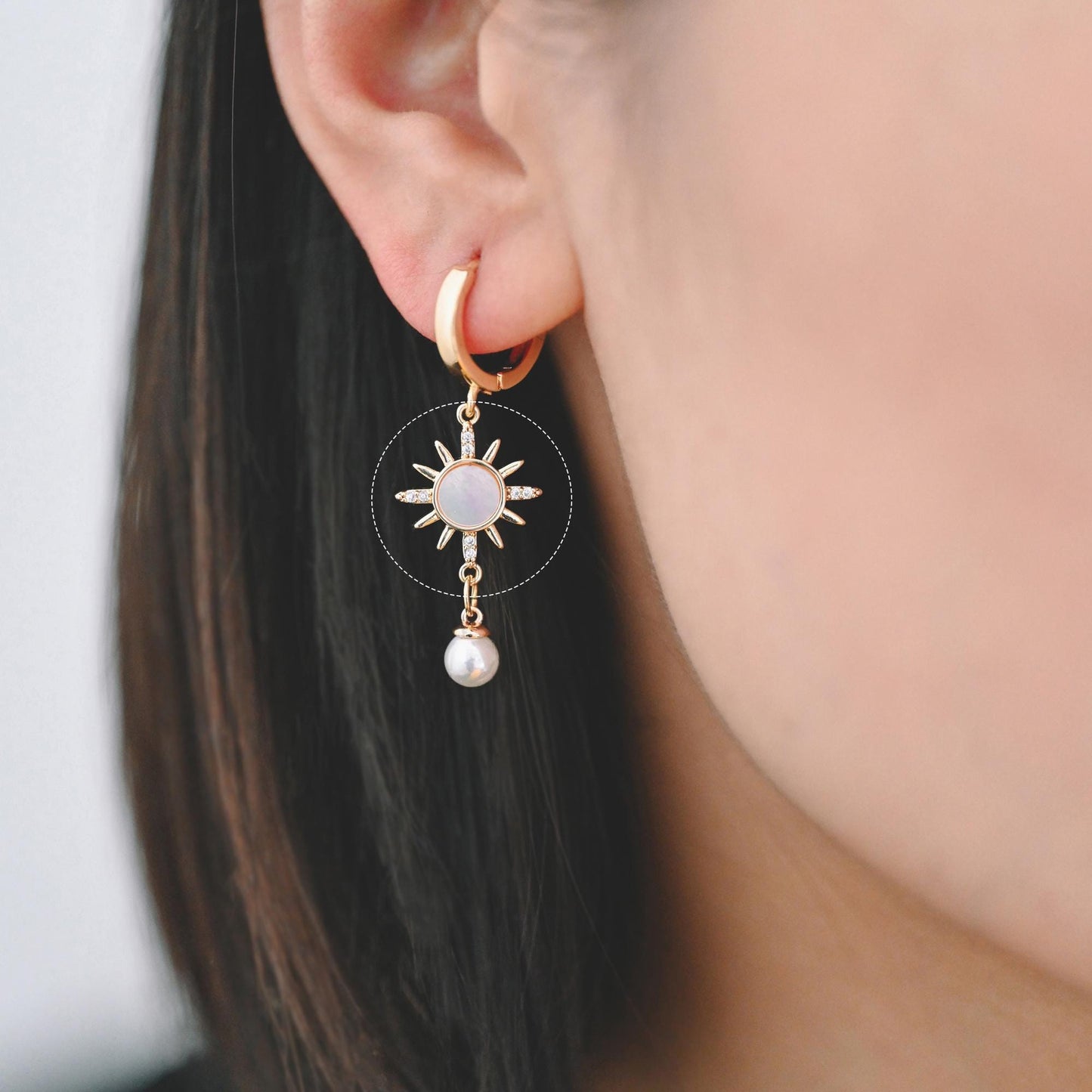 4pcs Gold/ Silver CZ Sun Charm Connectors, Real Gold/ Rhodium plated Brass, Jewelry Supply (GB-2000)