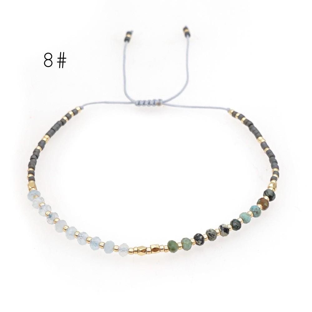 Adjustable String Bracelet, Miyuki Bracelet, Stone Bracelet, Tiny Beaded Bracelets, Layering Bracelet, Boho Bracelet (RM-62)