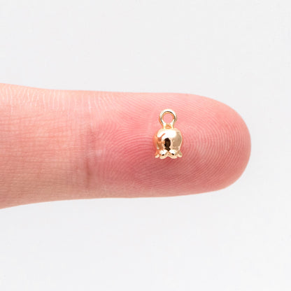 10pcs Gold Flower Charms, 18K Real Gold plated Brass, Lily Of The Valley, Flower Bead Cap (GB-3799)