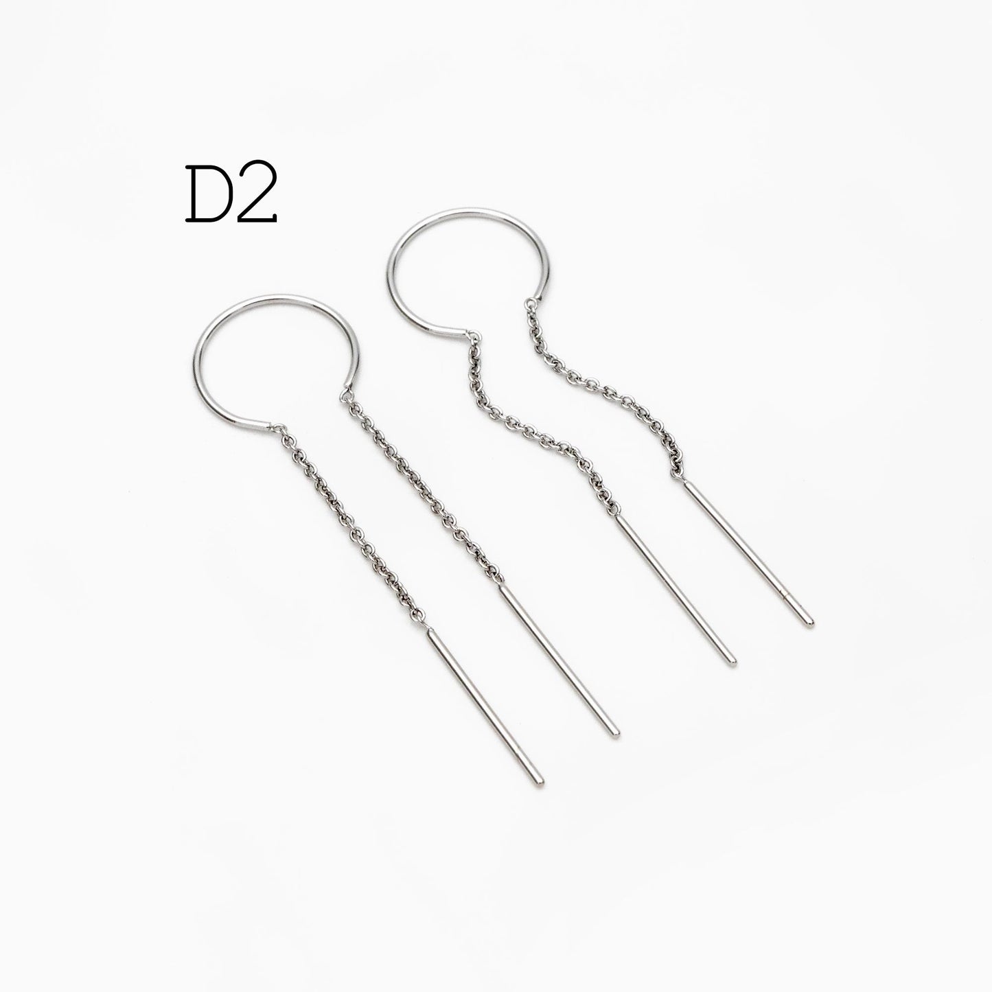 10pcs Gold/ Silver Ear Threader Earrings, Minimalist Style (GB-1735)