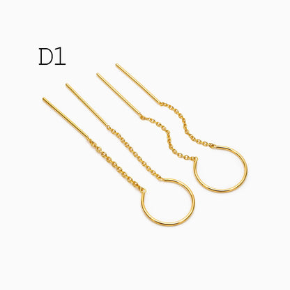 10pcs Gold/ Silver Ear Threader Earrings, Minimalist Style (GB-1735)