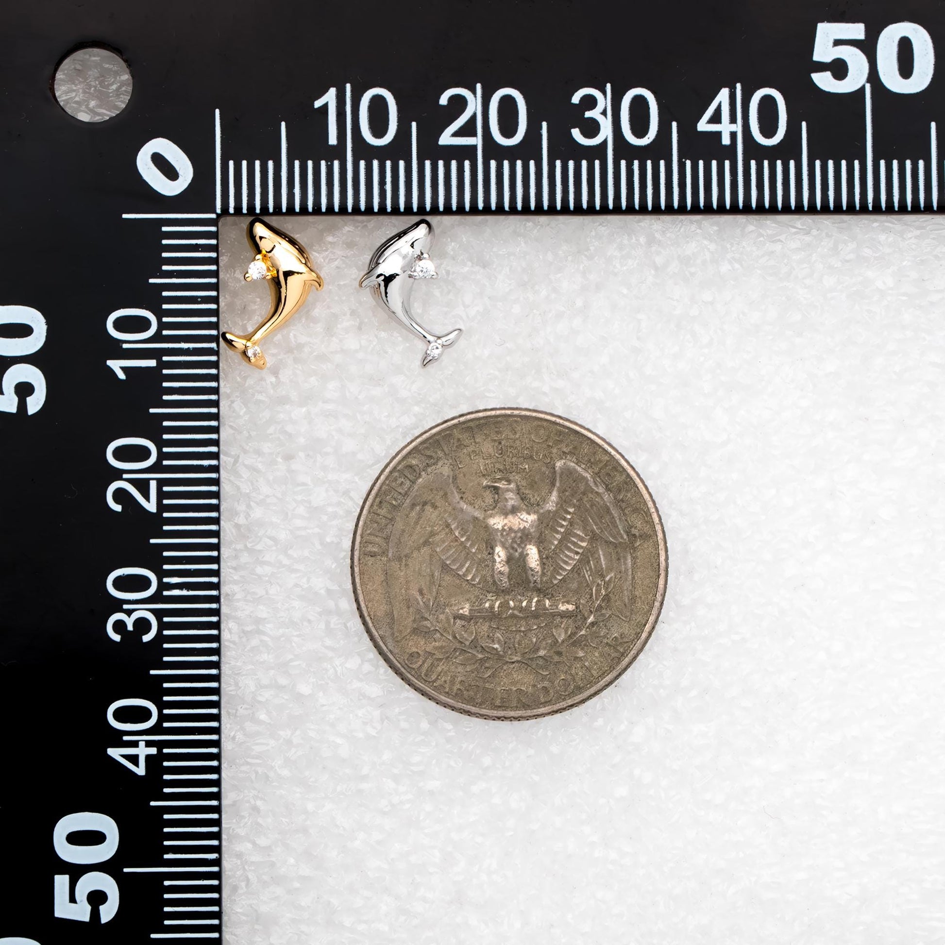 10pcs CZ Pave Gold/ Silver Tone Whale Earrings, 18K Real Gold/ Rhodium plated Brass, Cute Ocean Stud Earrings (GB-4646)