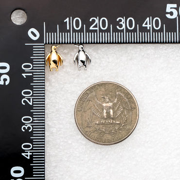 10pcs Gold/ Silver Tone Penguin Earrings, 18K Real Gold/ Rhodium Plated Brass, Minimalist Stud Earrings (GB-4460-H)