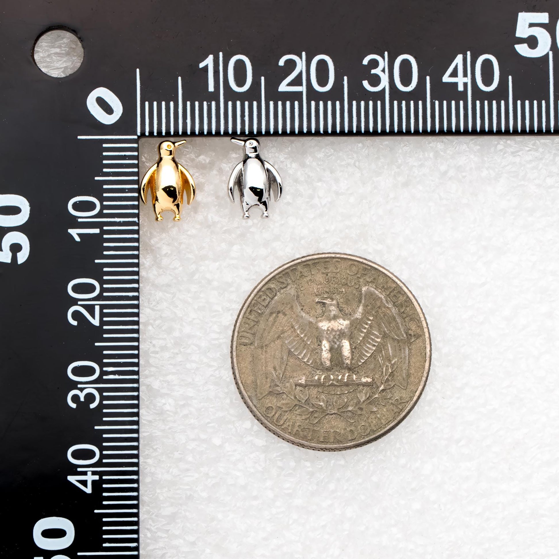 10pcs Gold/ Silver Tone Penguin Earrings, 18K Real Gold/ Rhodium Plated Brass, Minimalist Stud Earrings (GB-4649)