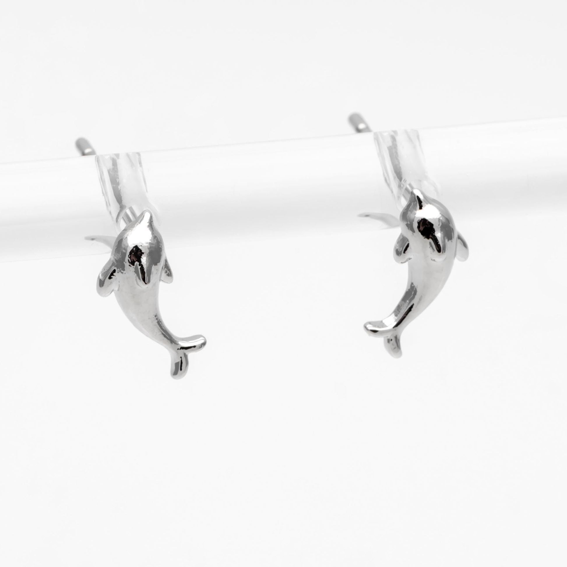 10pcs Gold/ Silver Tone Dolphin Earrings, 18K Real Gold/ Rhodium plated Brass, Cute Ocean Stud Earrings (GB-4650)