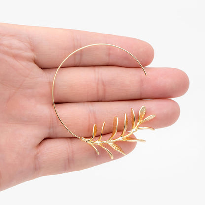 4pcs Gold/ Silver Tone Leaf Ear Hooks, Dainty Branch Earring (GB-4653)