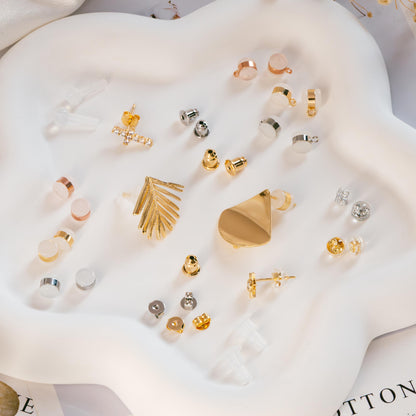 20pcs Gold/ Rhodium plated Ear Nuts, Earring Back Stoppers, Jewelry Findings Wholesale (#GB-651)