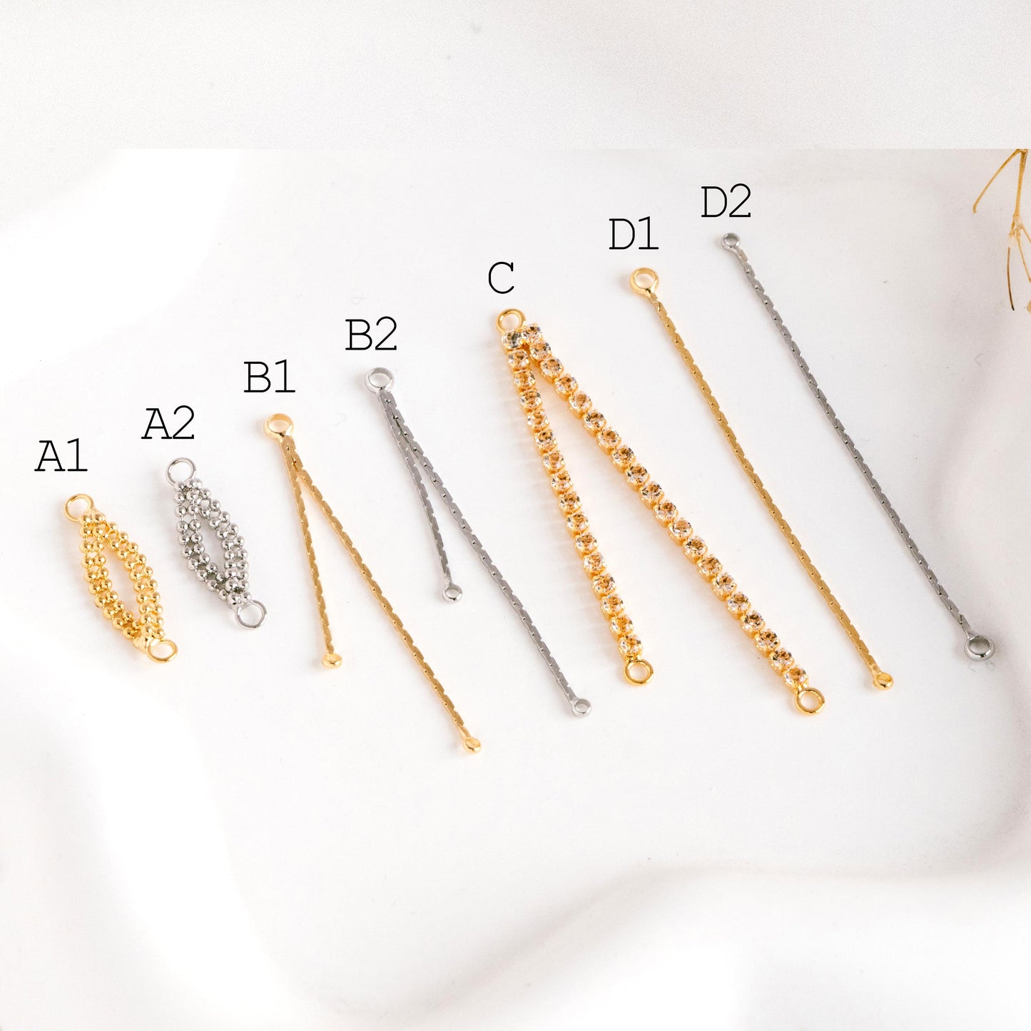 10pcs Gold/ Silver Tassel Charms, Tassel Connectors with Jump Rings (GB-244)