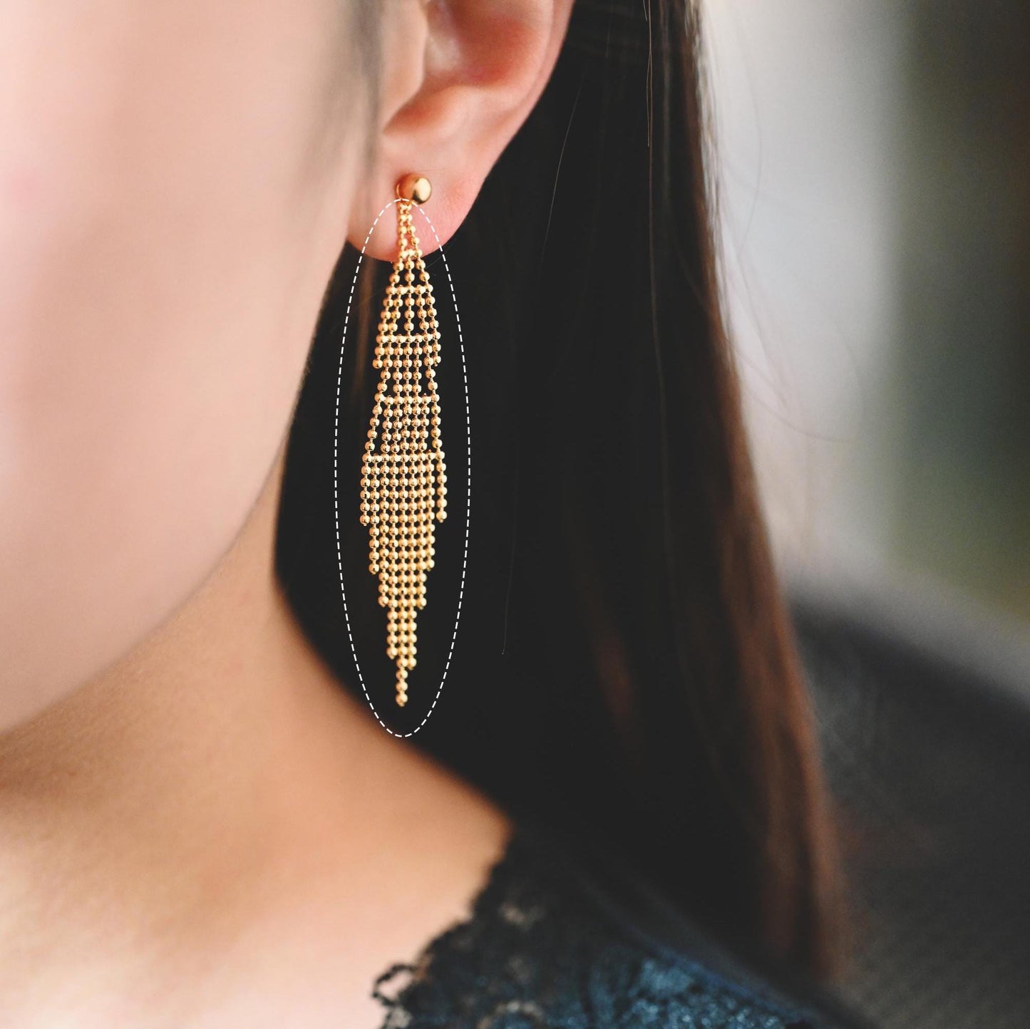 4pcs Gold/ Silver Tone Chain Long Tassels, 18K Gold/ Rhodium plated Brass Tassel, Earring Charm Pendants (GB-945)