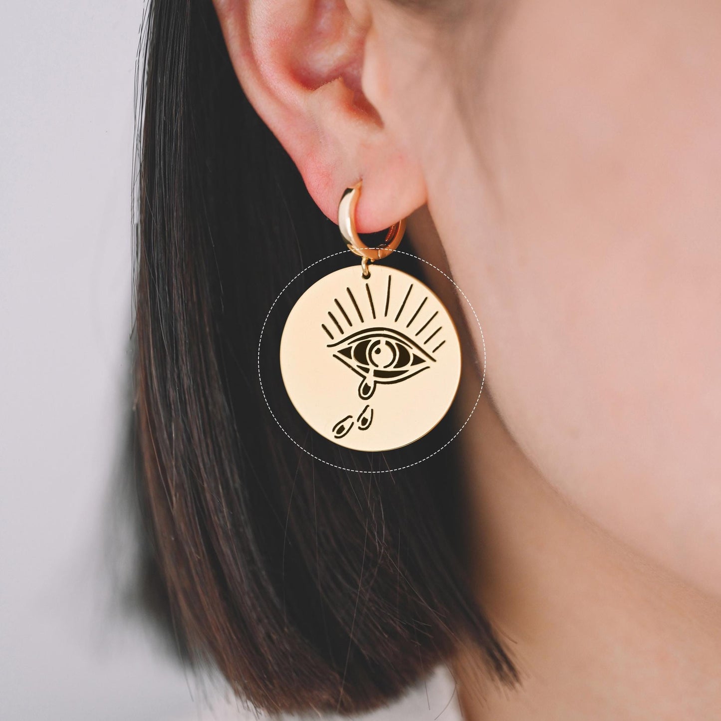 4pcs Gold Evil Eye Charm, 18K Gold plated Brass Eye Pendants (GB-1435)