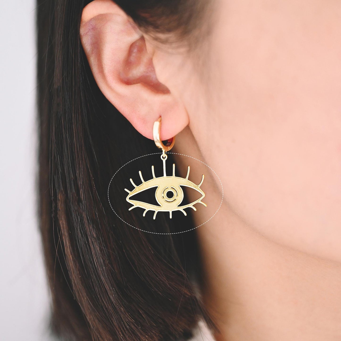 4pcs Gold Evil Eye Charm, 18K Gold plated Brass Eye Pendants (GB-1435)