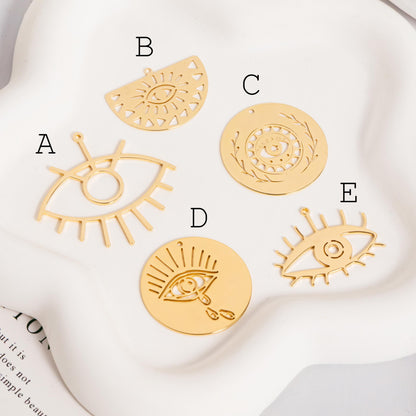 4pcs Gold Evil Eye Charm, 18K Gold plated Brass Eye Pendants (GB-1435)