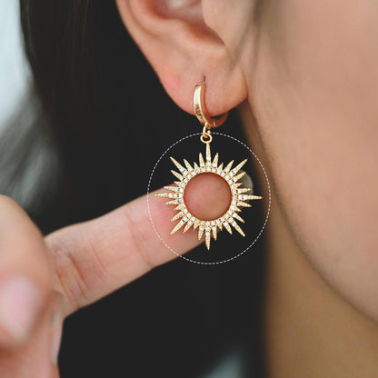 4pcs CZ Pave Gold/ Silver Sun Charms, 18K Gold/ Rhodium plated Brass, Sun Pendants (GB-2259)