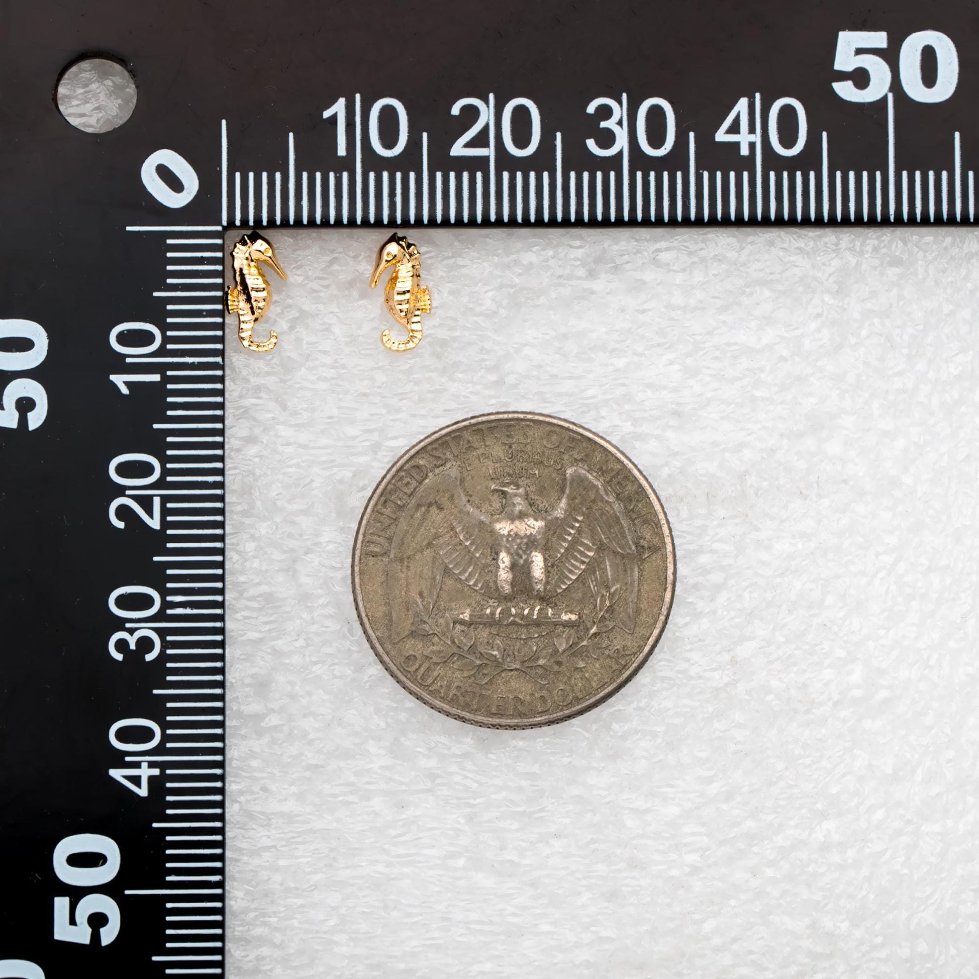 10pcs Gold/ Silver Sea Horse Earrings, 18K Real Gold/ Rhodium plated Brass, Cute Ocean Stud Earrings (GB-4640)