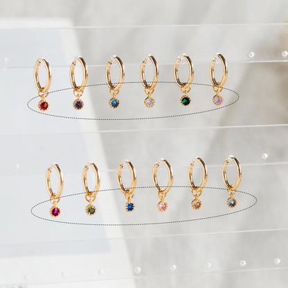 10pcs Gold Plated Round CZ Charms: Mini Cubic Zirconia Coin Pendant 4x6mm (GB-565)