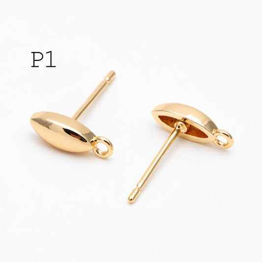 10pcs Gold/ Silver Marquise Ear Posts, Horse Eye Stud Earrings, Jewelry Making, Diy Material, Jewelry Supplies (GB-3722)