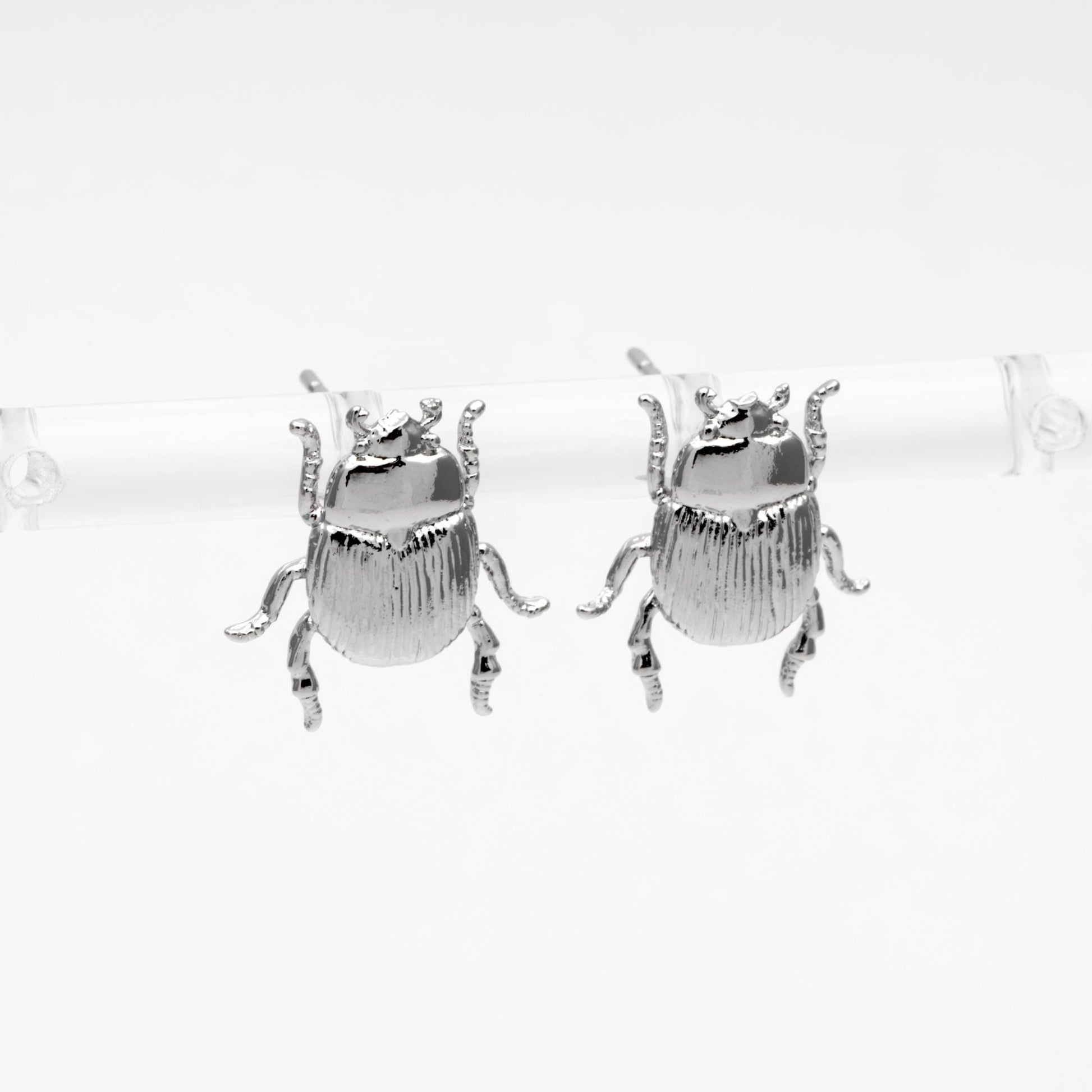 10pcs Gold/ Silver Texture Beetle Earrings 14x13mm, Gold/ Rhodium Plated Brass, Insect Stud Earrings (GB-4026)