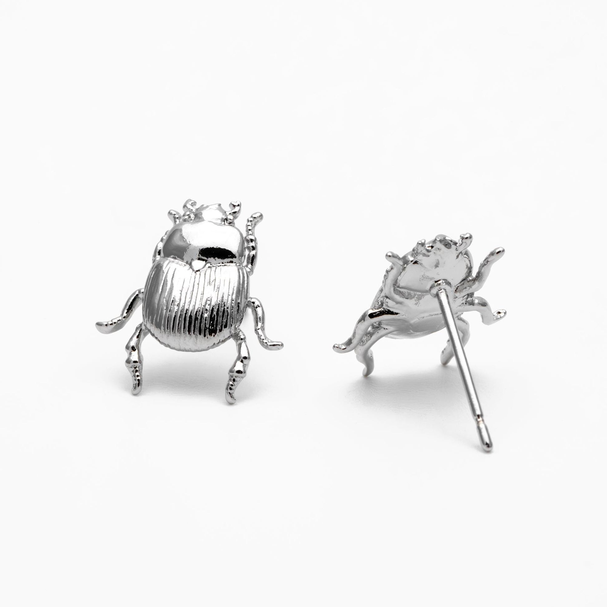 10pcs Gold/ Silver Texture Beetle Earrings 14x13mm, Gold/ Rhodium Plated Brass, Insect Stud Earrings (GB-4026)