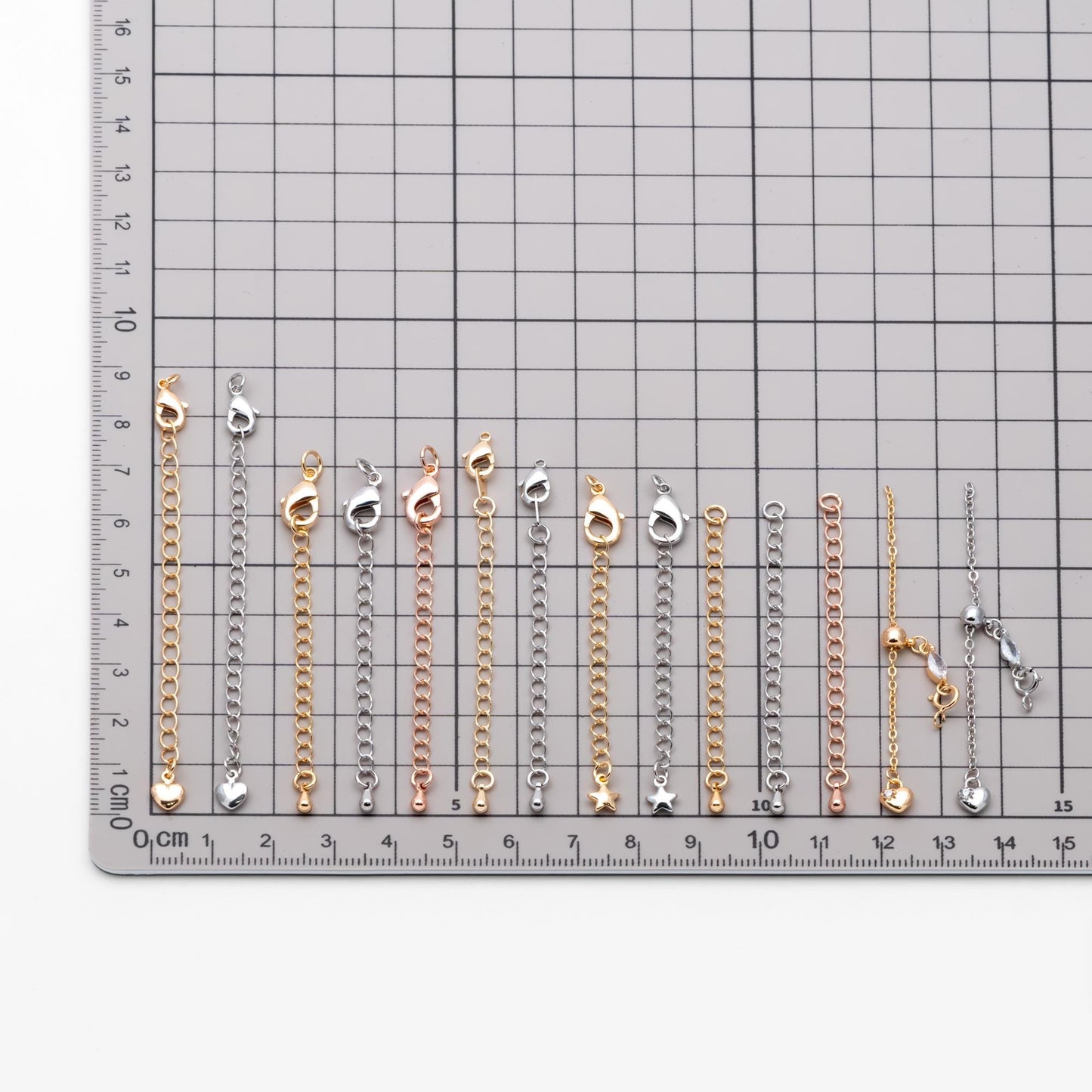 10pcs Gold/ Silver Tone Lobster Claw Clasps with Extender Chain , Gold/ Rhodium plated Brass, Necklace Bracelet Extension Chain (GB-100)