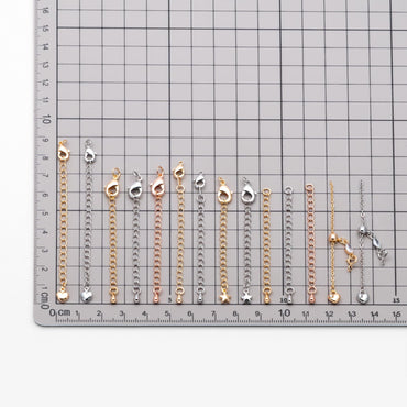 10pcs Gold/ Silver Tone Lobster Claw Clasps with Extender Chain , Gold/ Rhodium plated Brass, Necklace Bracelet Extension Chain (GB-100)